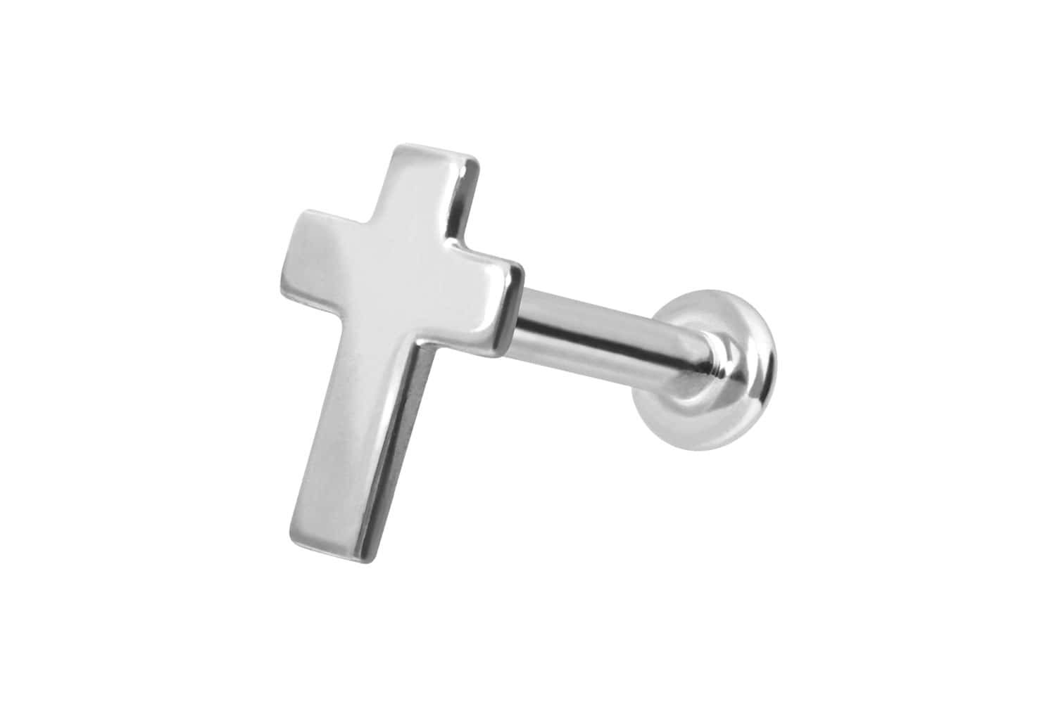 14 Karat Gold Labret Piercing mit Push Fit KREUZ